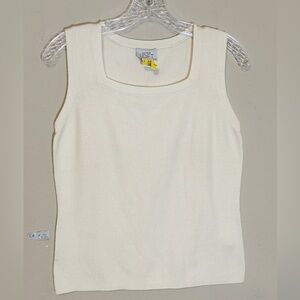 Ann Taylor Loft (size M) Cream Sleeveless Square Neck Top
